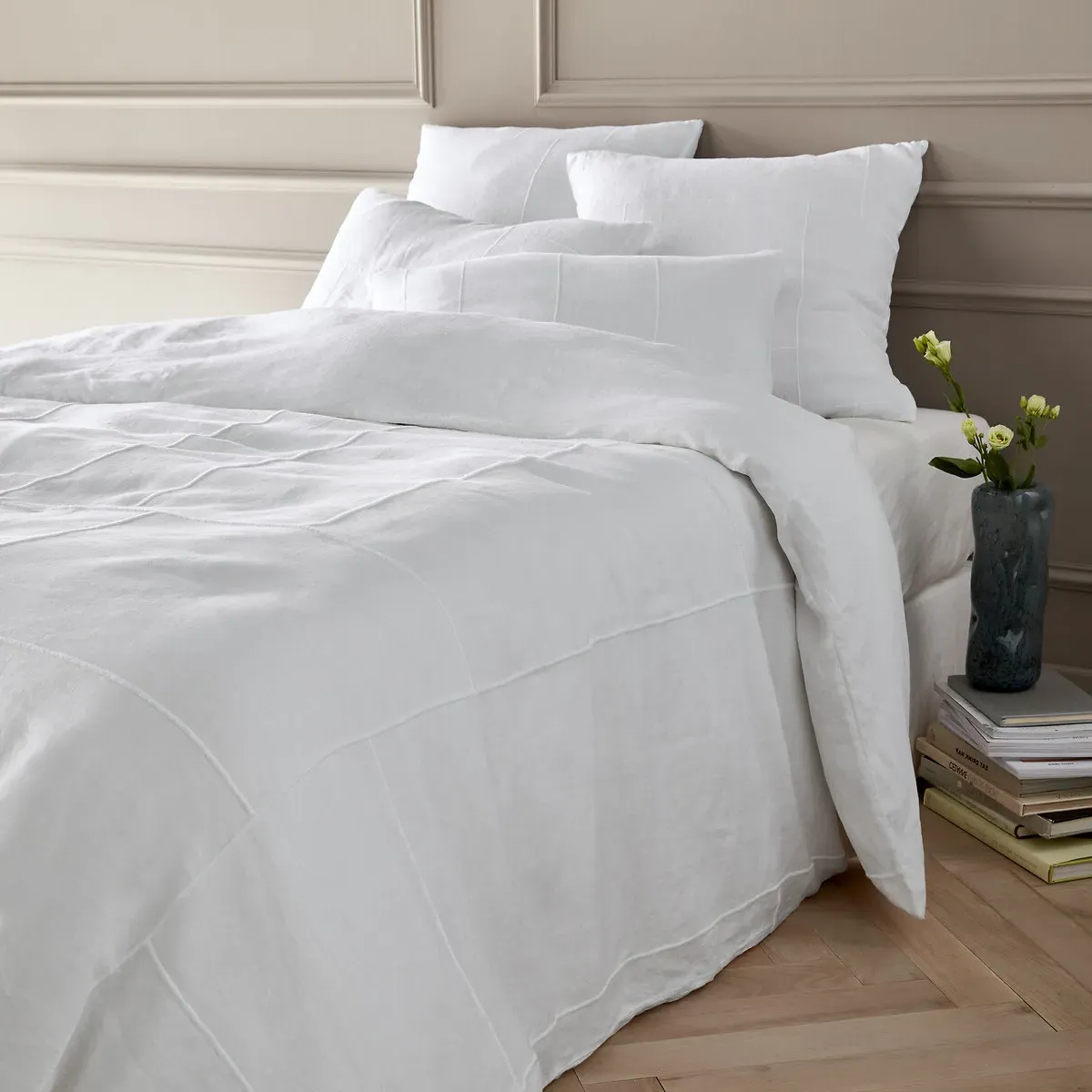 Chiba Single Duvet Cover - White, Linen product