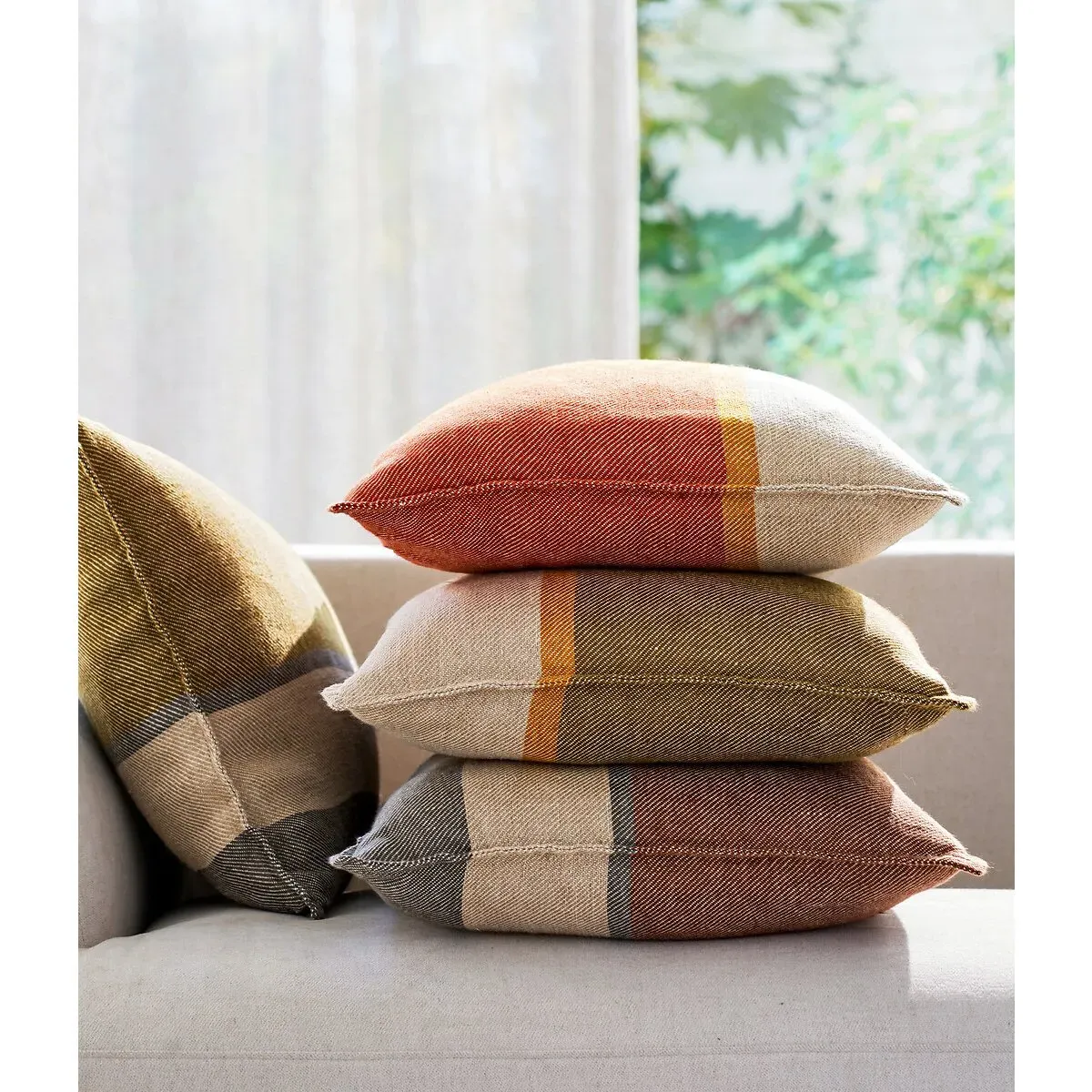 Cirrus Cushion Cover - Orange Stripe, Linen alternate view