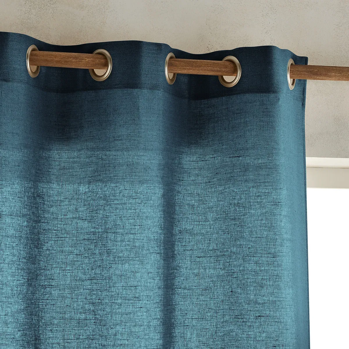 Colin Eyelet Curtain - Peacock Blue, Linen alternate view