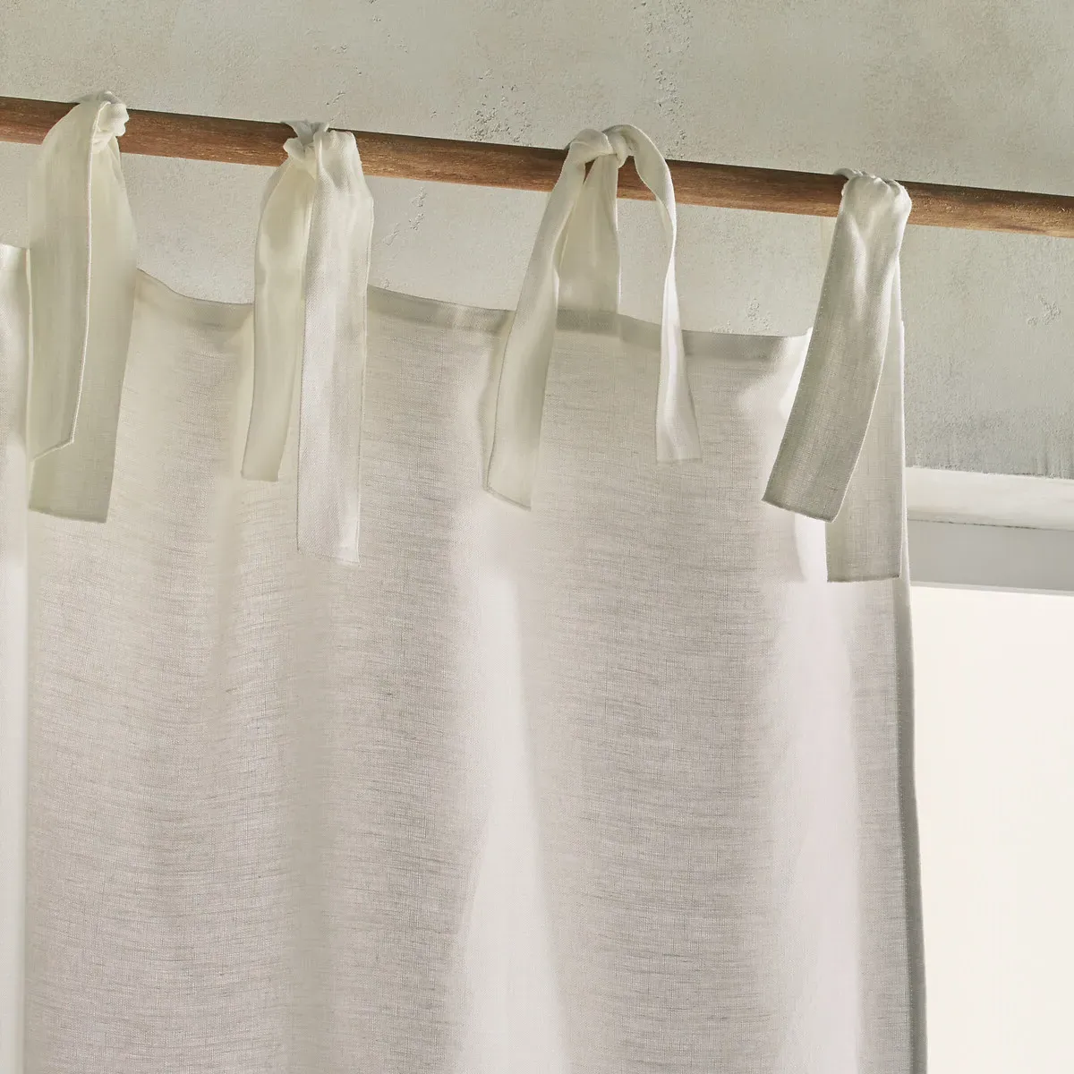 Colin Tab Top Lined Curtain - White, Linen alternate view