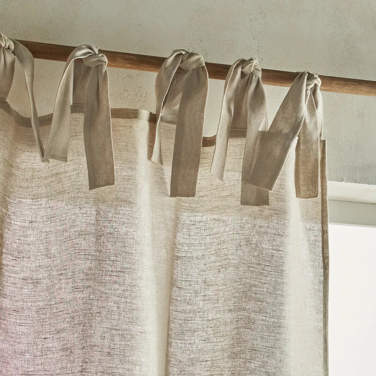 Colin Tie Top Curtain - Natural, Linen alternate view