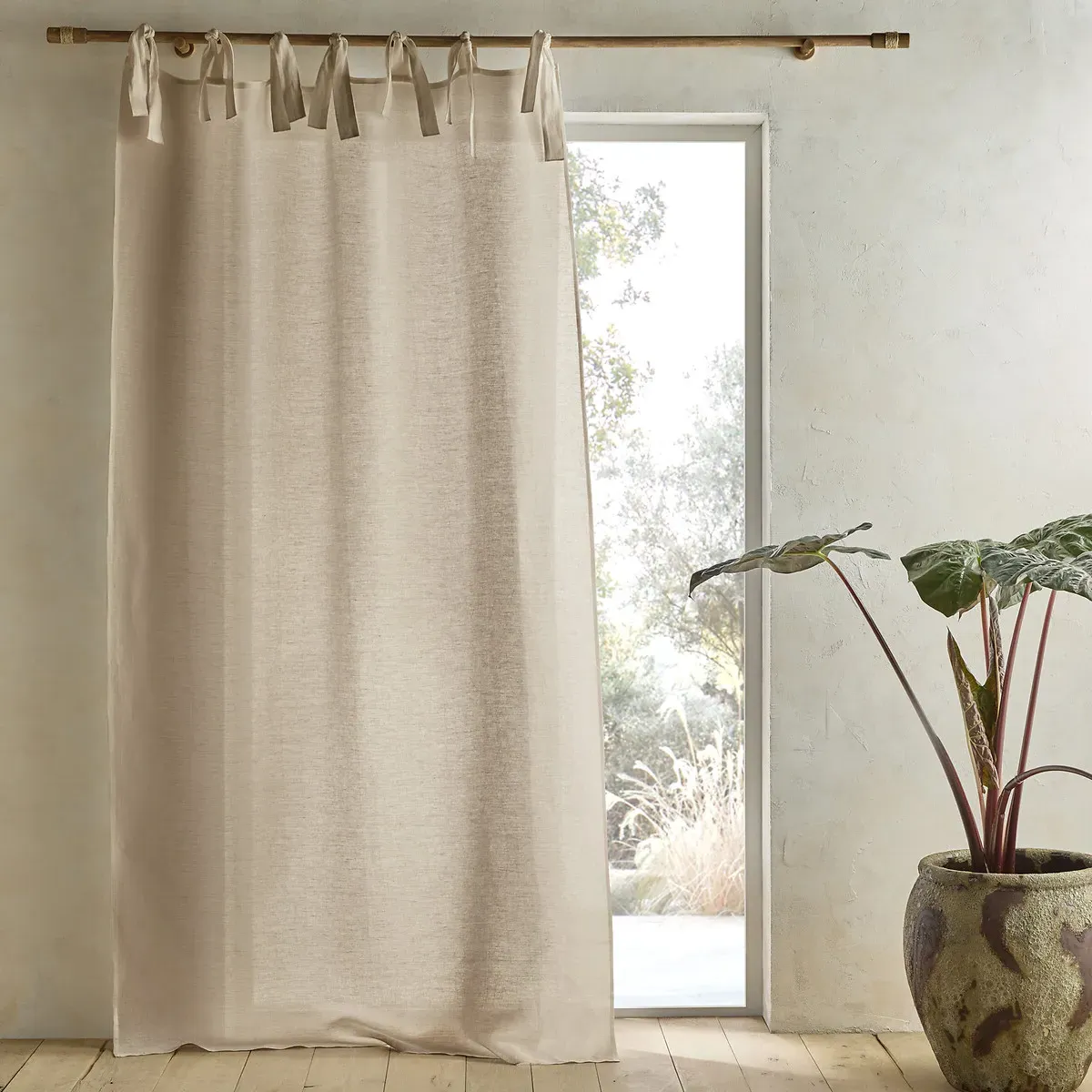 Colin Tie Top Curtain - Natural, Linen product