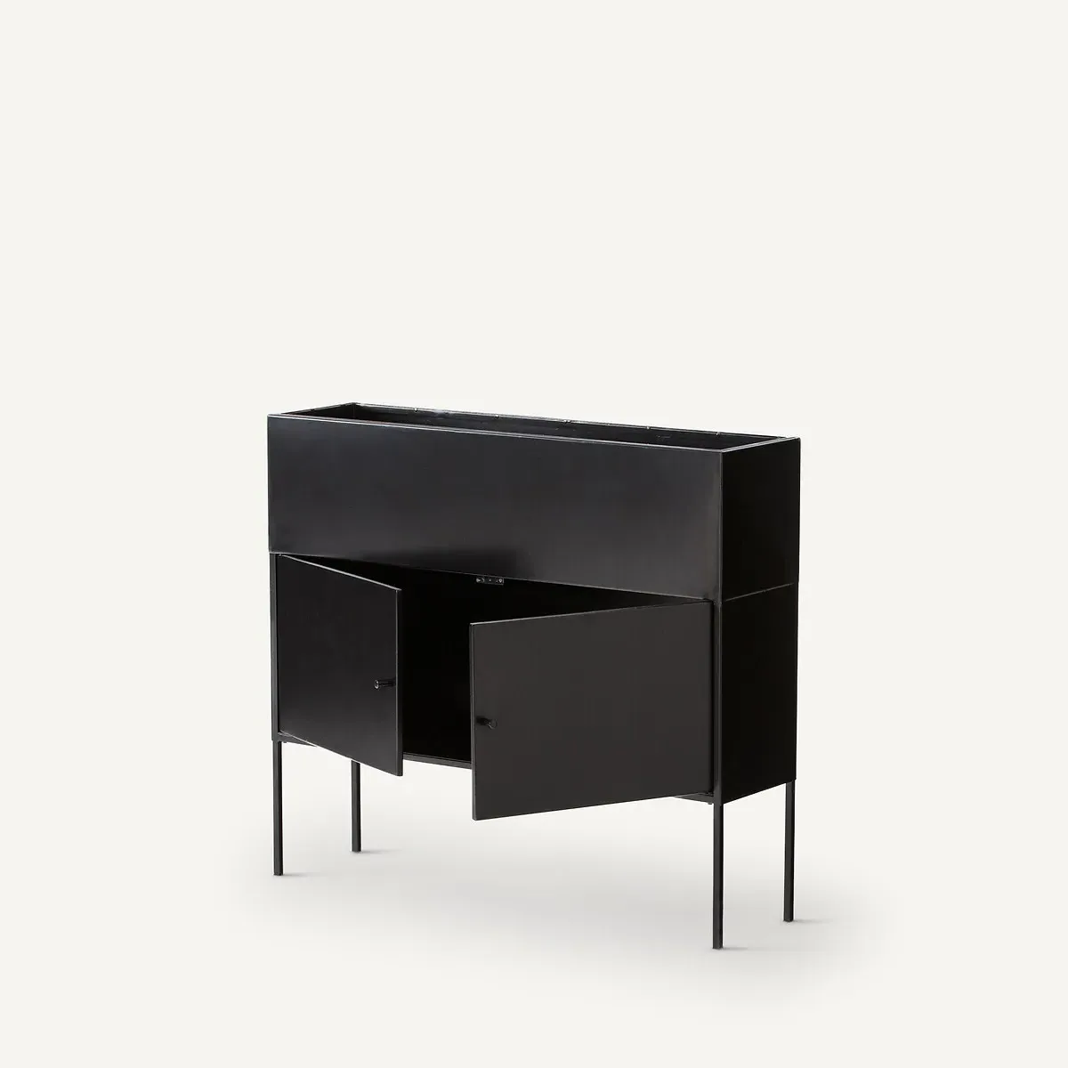 Consuela Console Planter Table with Storage - Black, Iron alternate view