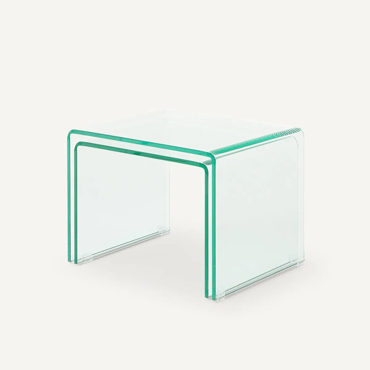 Cristalline Set of 2 Side Tables - Transparent, Tempered Glass alternate view