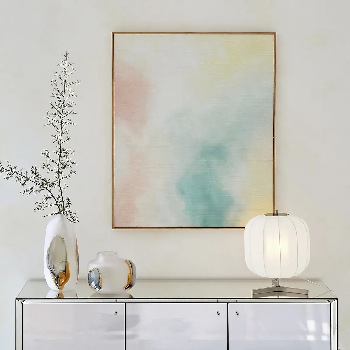Dawn Hand-Painted Pastel Canvas Wall Art - Multi-Coloured, Linen alternate view