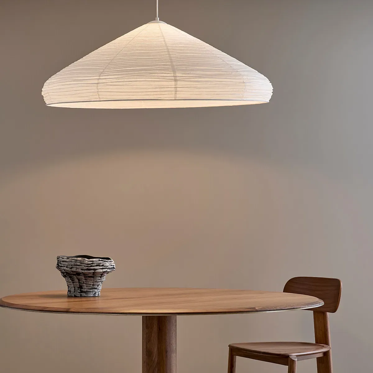 Diah Conical Hanging Lamp - White, Rice Paper product