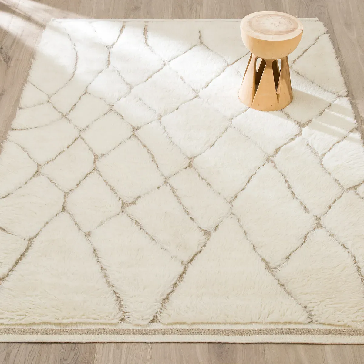 Djurdi Hand-Knotted Berber Rug - Ivory, Wool product