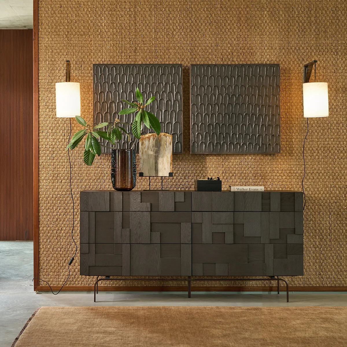 Dogo Hand-Painted Relief Canvas - Brown, Linen Cotton alternate view