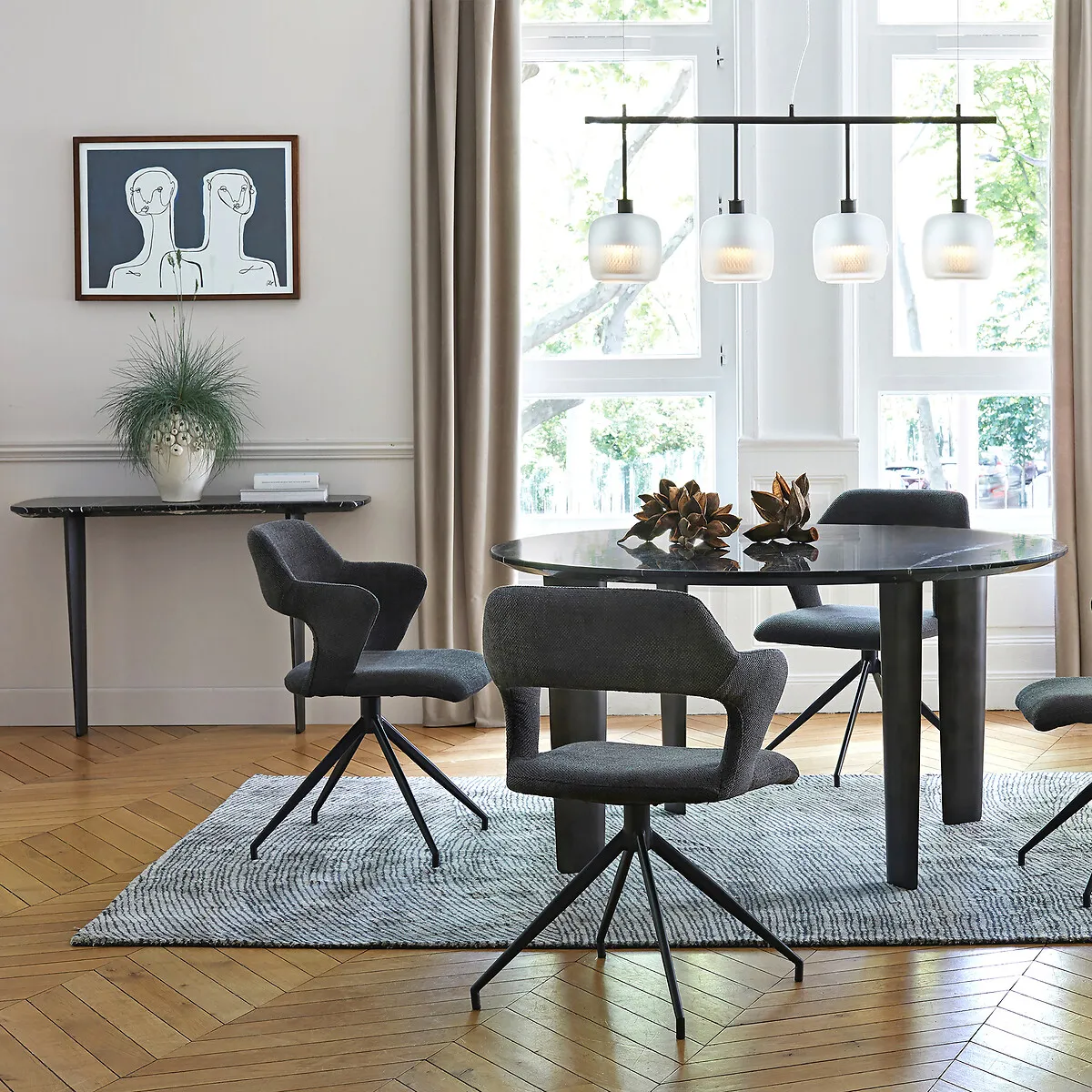 Dolmena Console Table - Black Marble, Metal alternate view