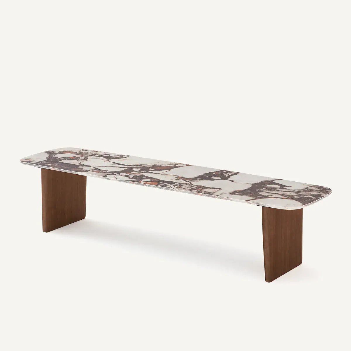 Dolmena Low Console Table - Brick, Ceramic & Walnut Veneer product