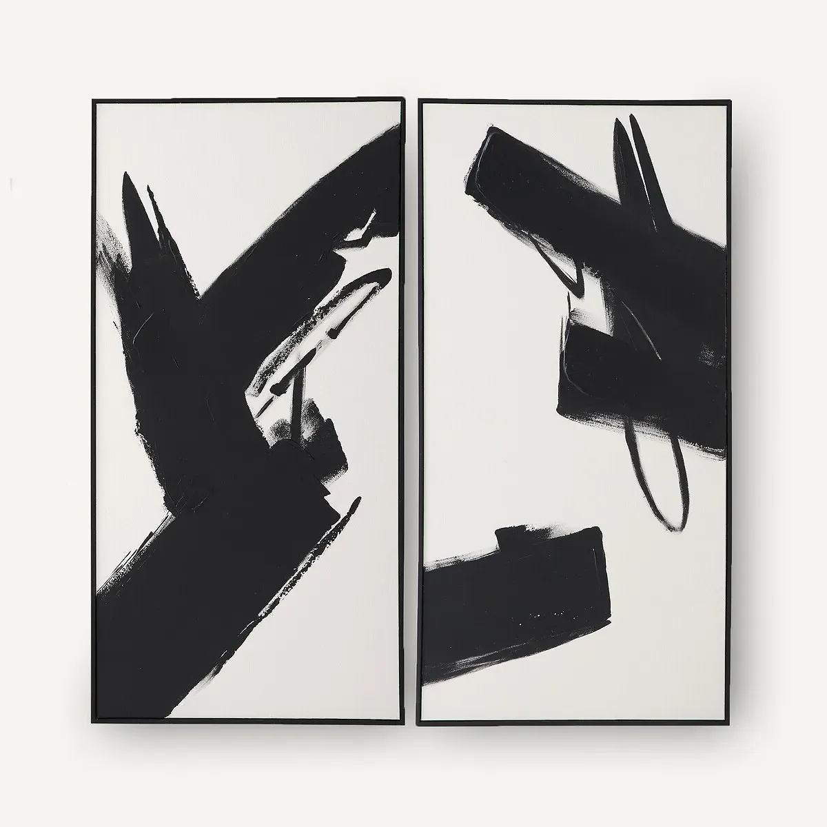 Dopio Set of 2 Hand-Painted Canvases - Black, Linen product