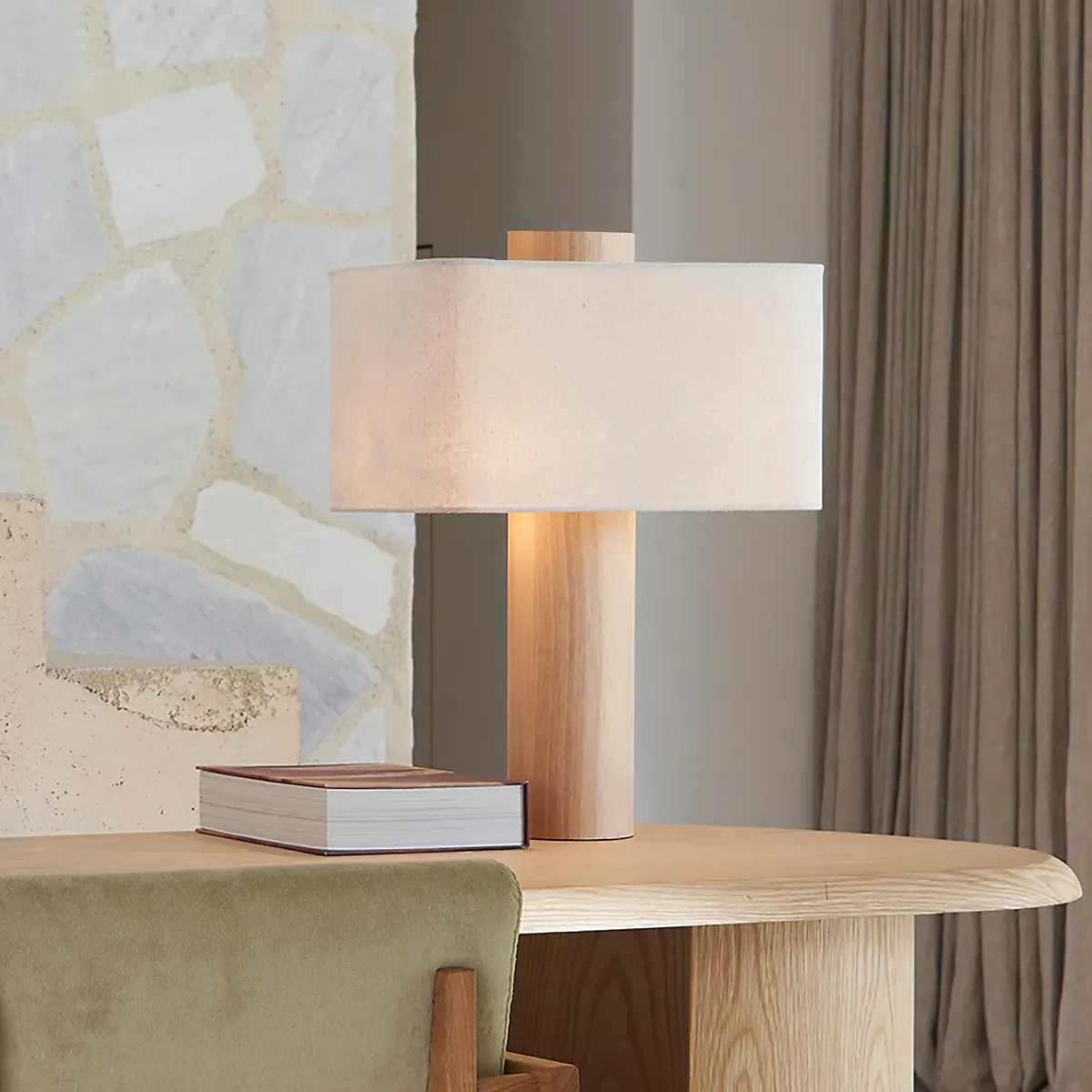 Dryade Floor Lamp - Natural, Oak and Linen alternate view