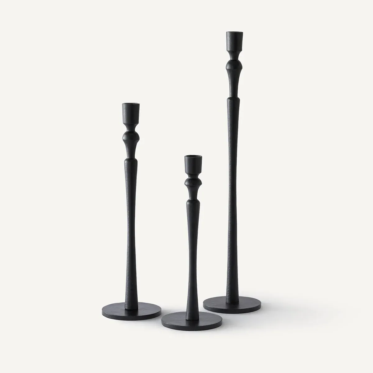 Elans Set of 3 Candlesticks - Black, Cast Aluminium product
