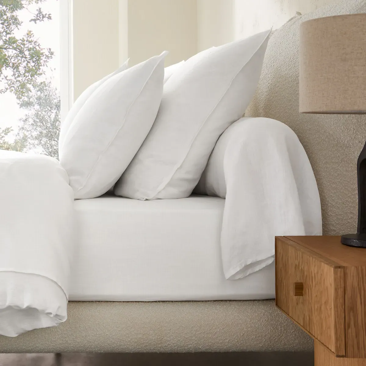 Elina Bolster Pillowcase - White, Linen product