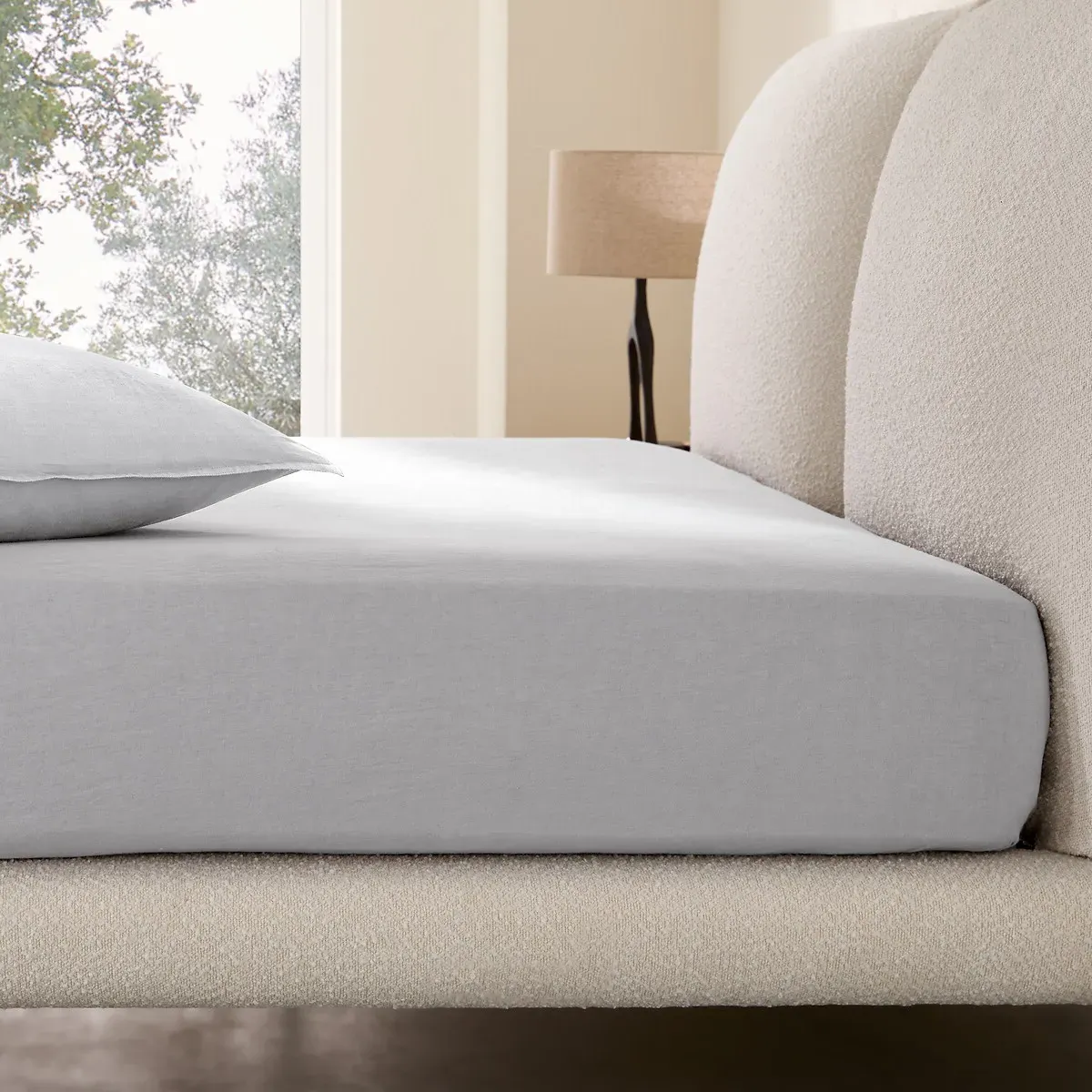 Elina Washed Linen Mattress Topper Fitted Sheet - Icelandic Grey product