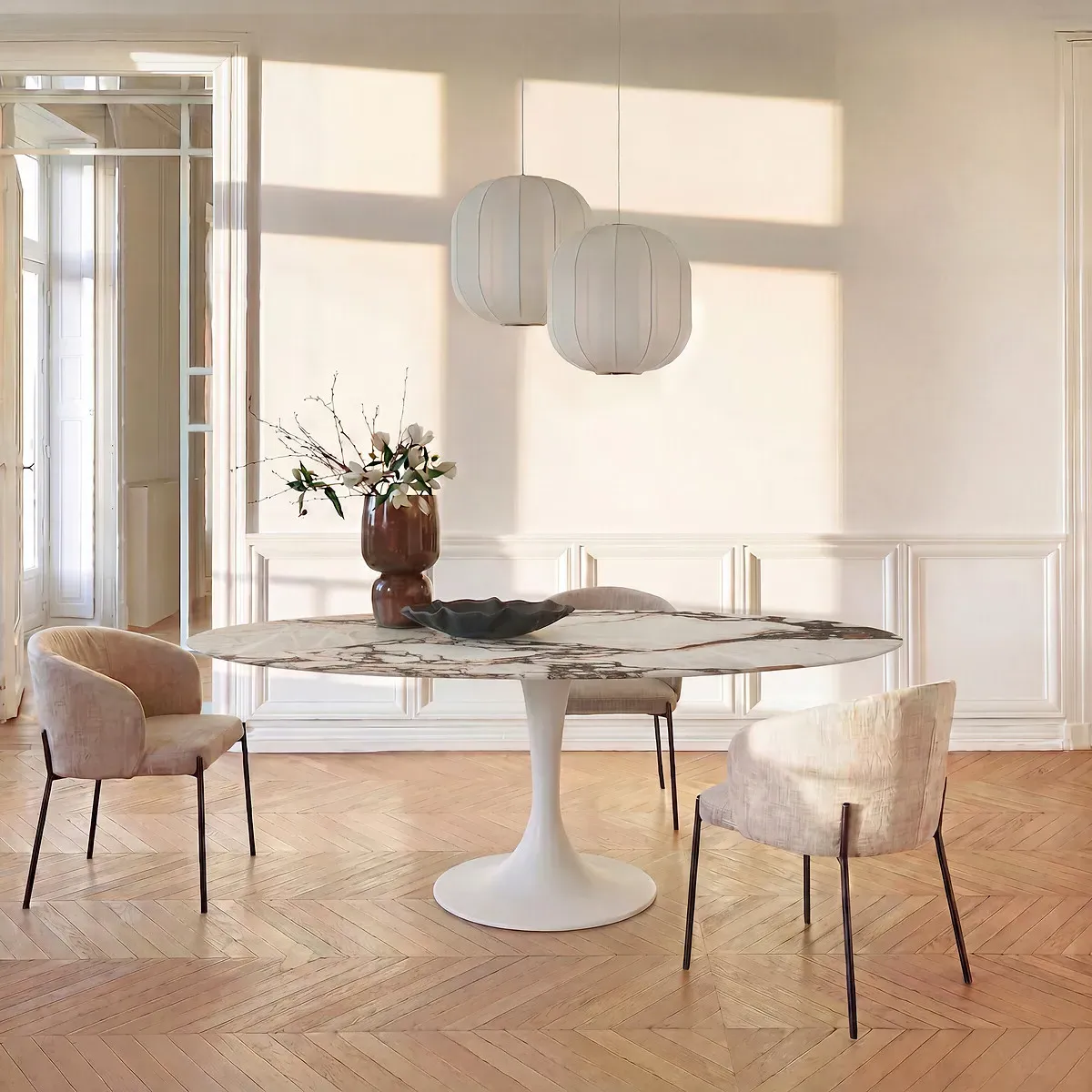 Elipso Ellipse Dining Table Top - Ceramic Marble Brick alternate view