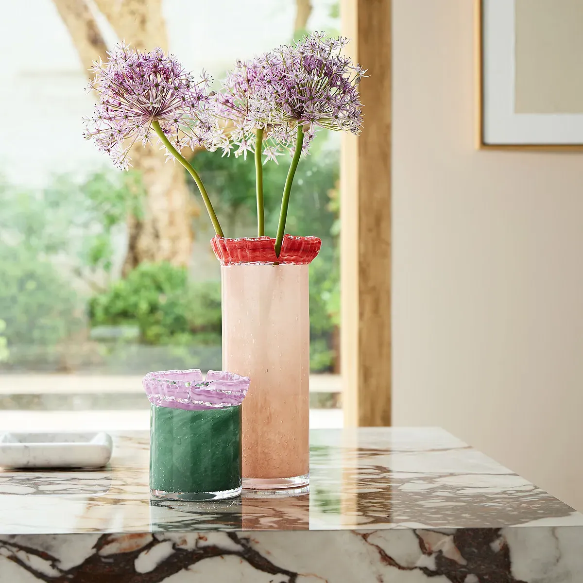 Eloria Chiselled Glass Vase H13cm - Green alternate view