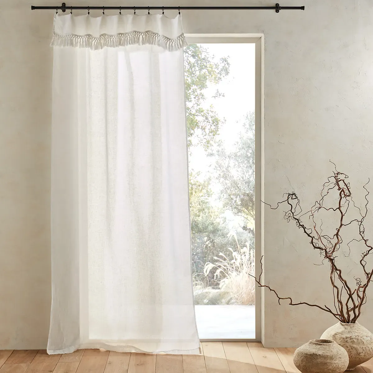 Elphir Voile Curtain Panel - White, Linen Muslin product