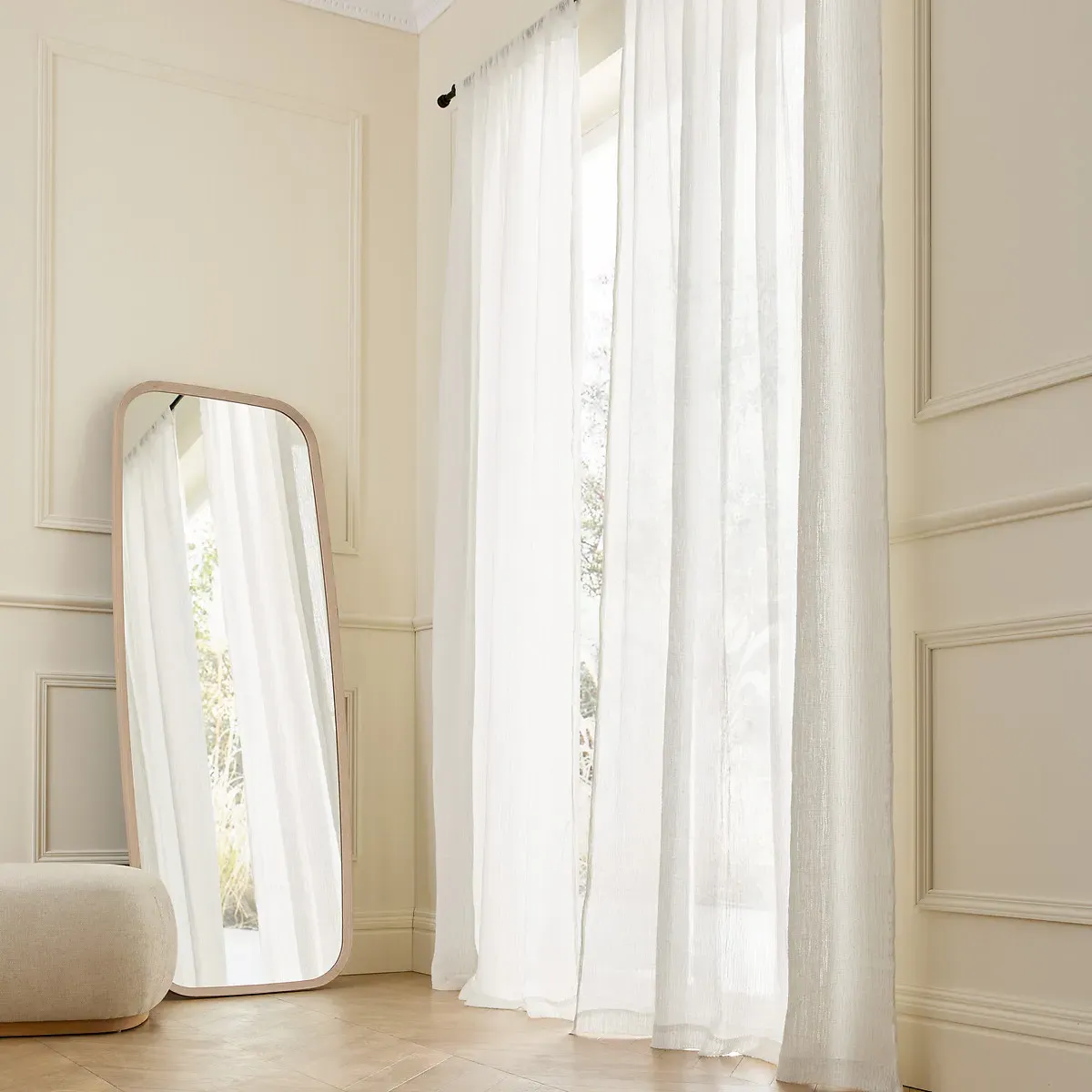 Emisis Linen Openwork Voile Panel - Ecru, Linen product