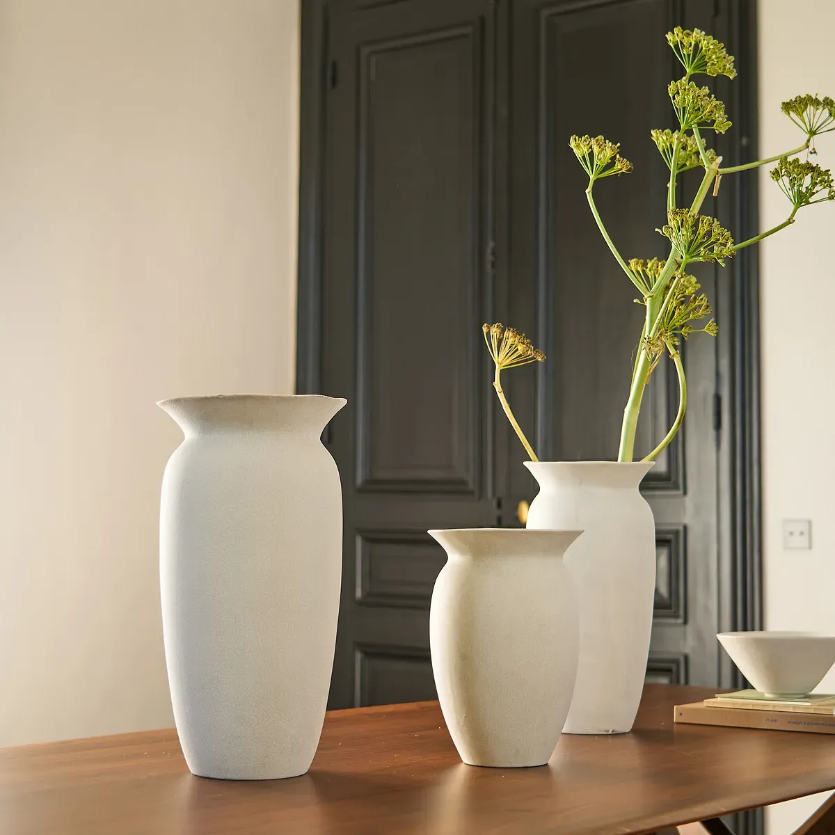 Estre H29cm Vase with Crackled Finish - Chalk, Earthenware alternate view