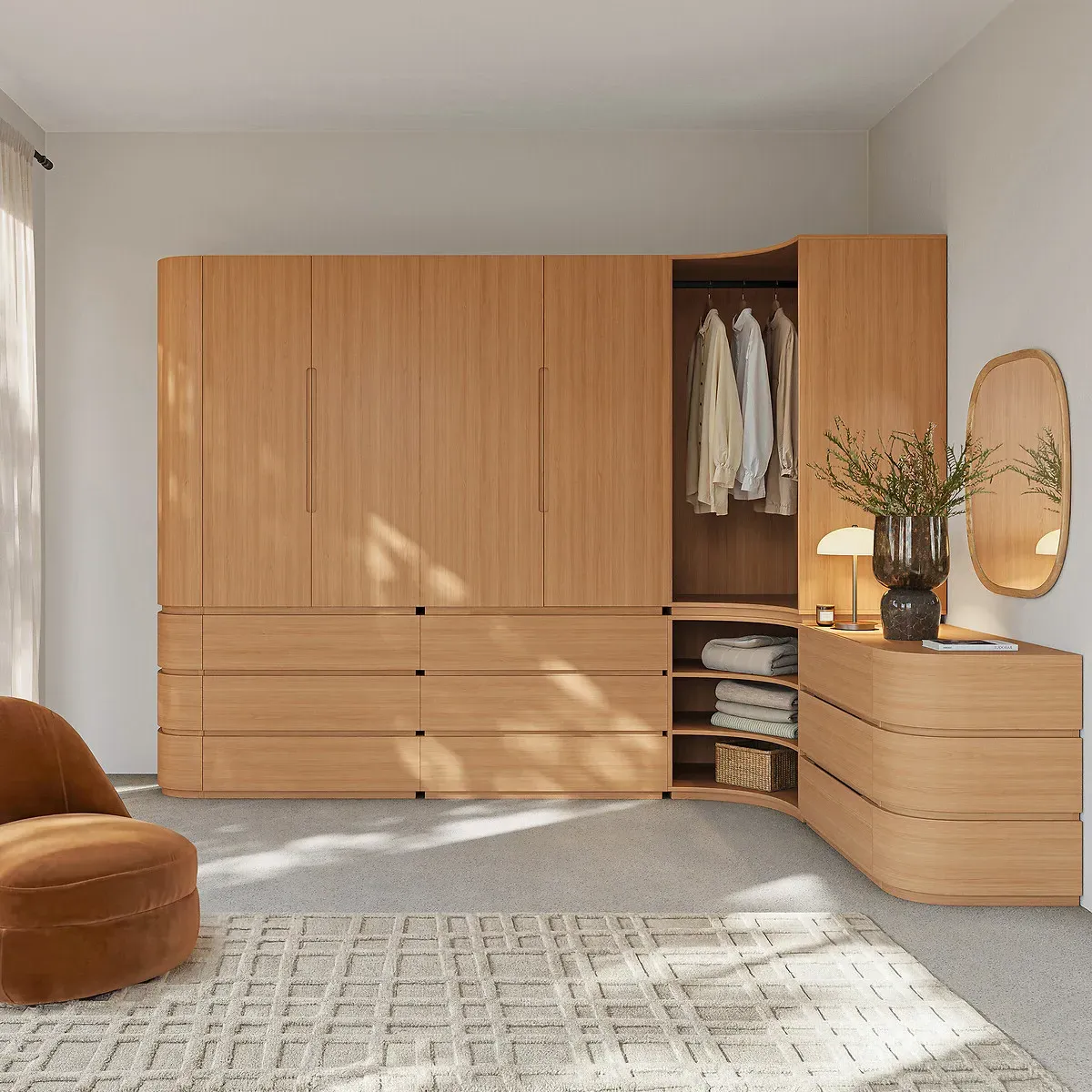 Evoria Corner Wardrobe Unit - Natural, Oak Veneer alternate view