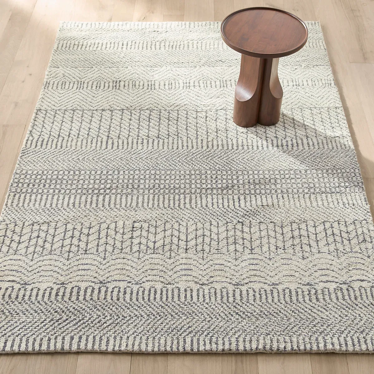 Fatonia Hand Knotted Wool Rug - Ecru, Grey, Blue product