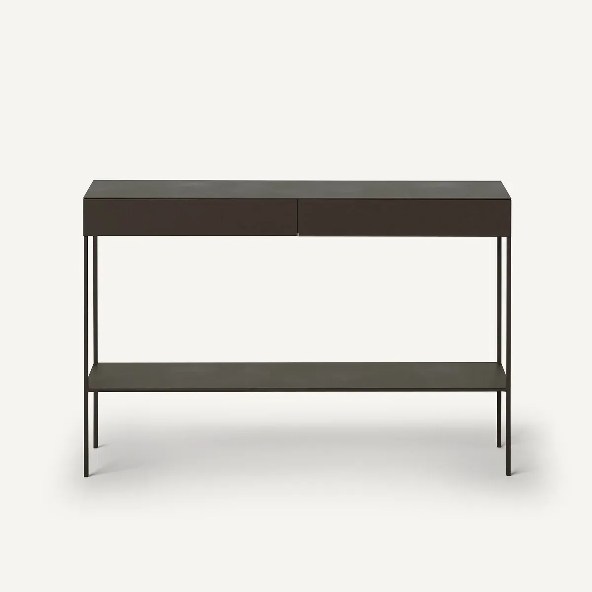 Fébée Two-Tier Console Table with Drawers - Gun Metal, Steel alternate view