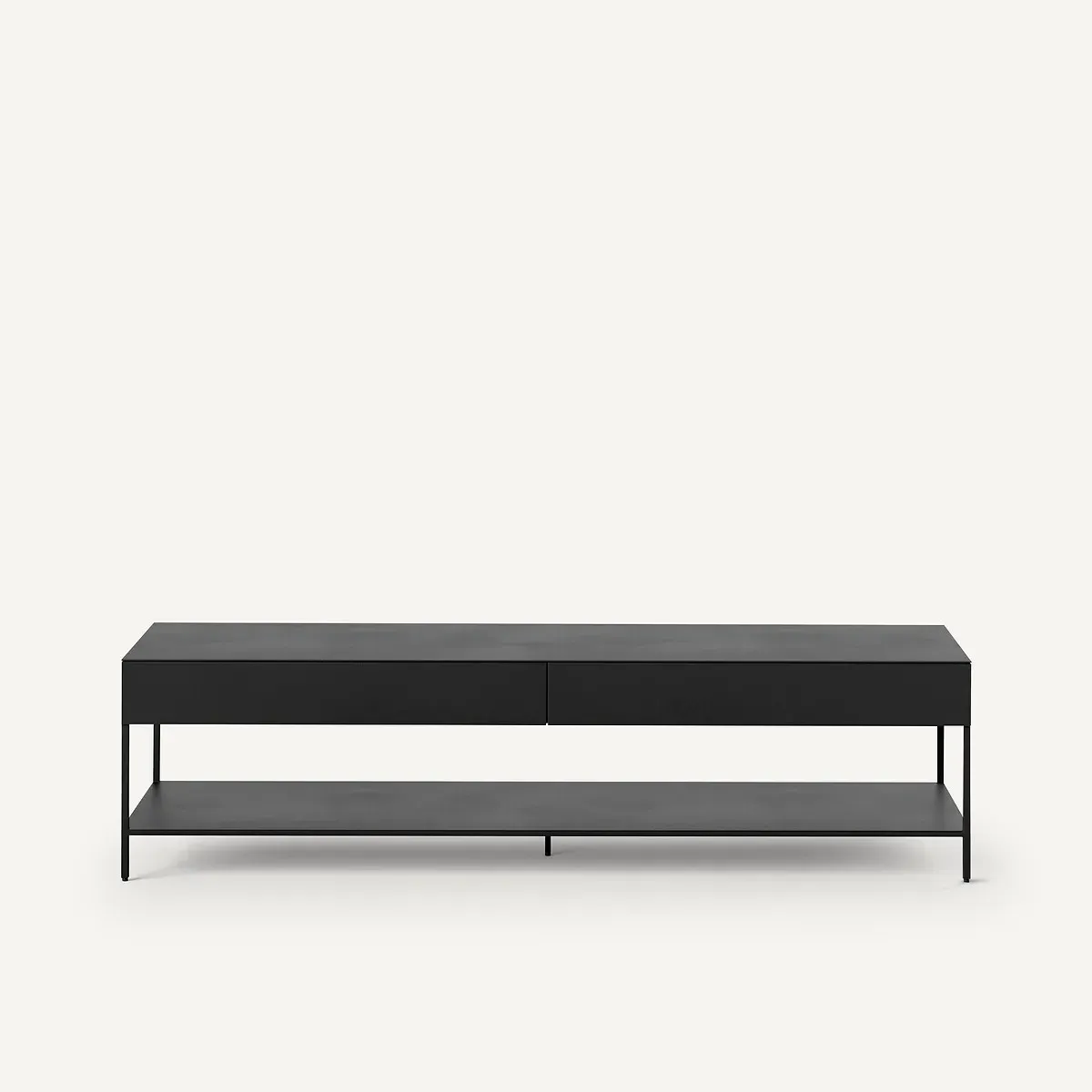 Febee TV Stand with Storage - Gun Metal, Steel alternate view