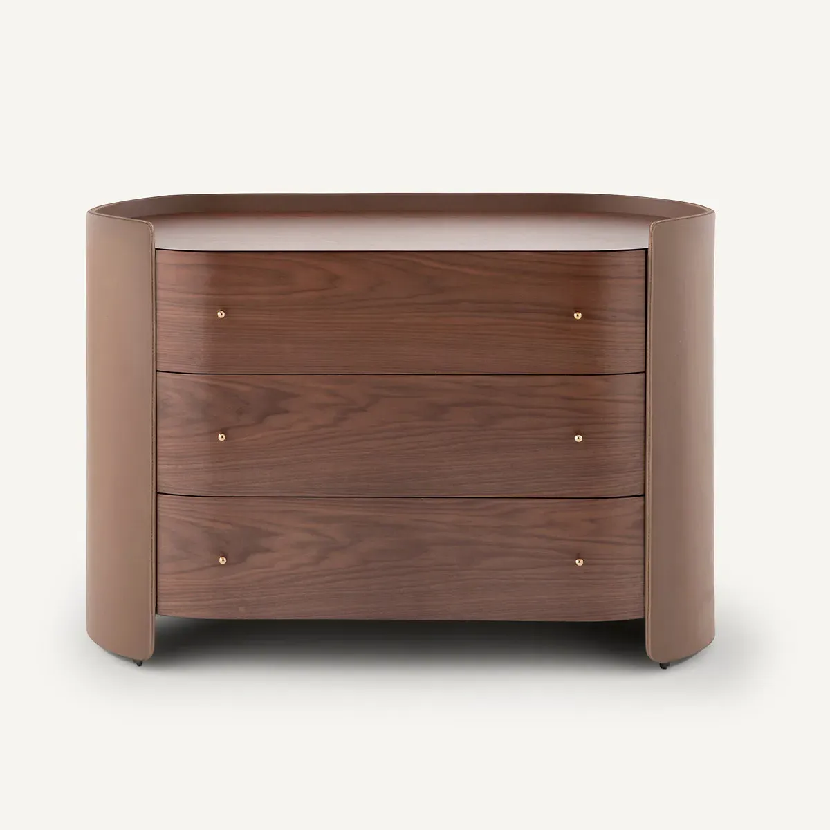 Firmo 3-Drawer Chest of Drawers - Walnut, Leather alternate view