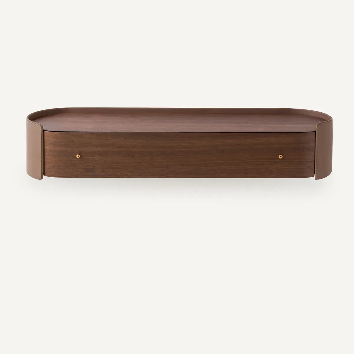 Firmo Console Table with Drawer - Walnut, Leather alternate view