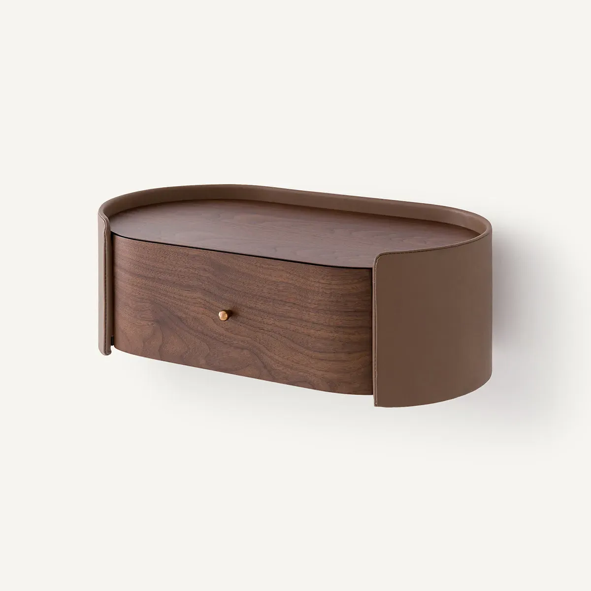 Firmo Suspended Bedside Table - Walnut, Leather product