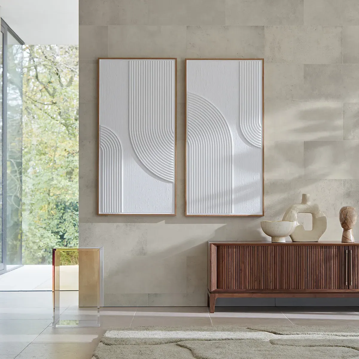 Flavior Set of 2 Textured Wall Frames - White, MDF alternate view