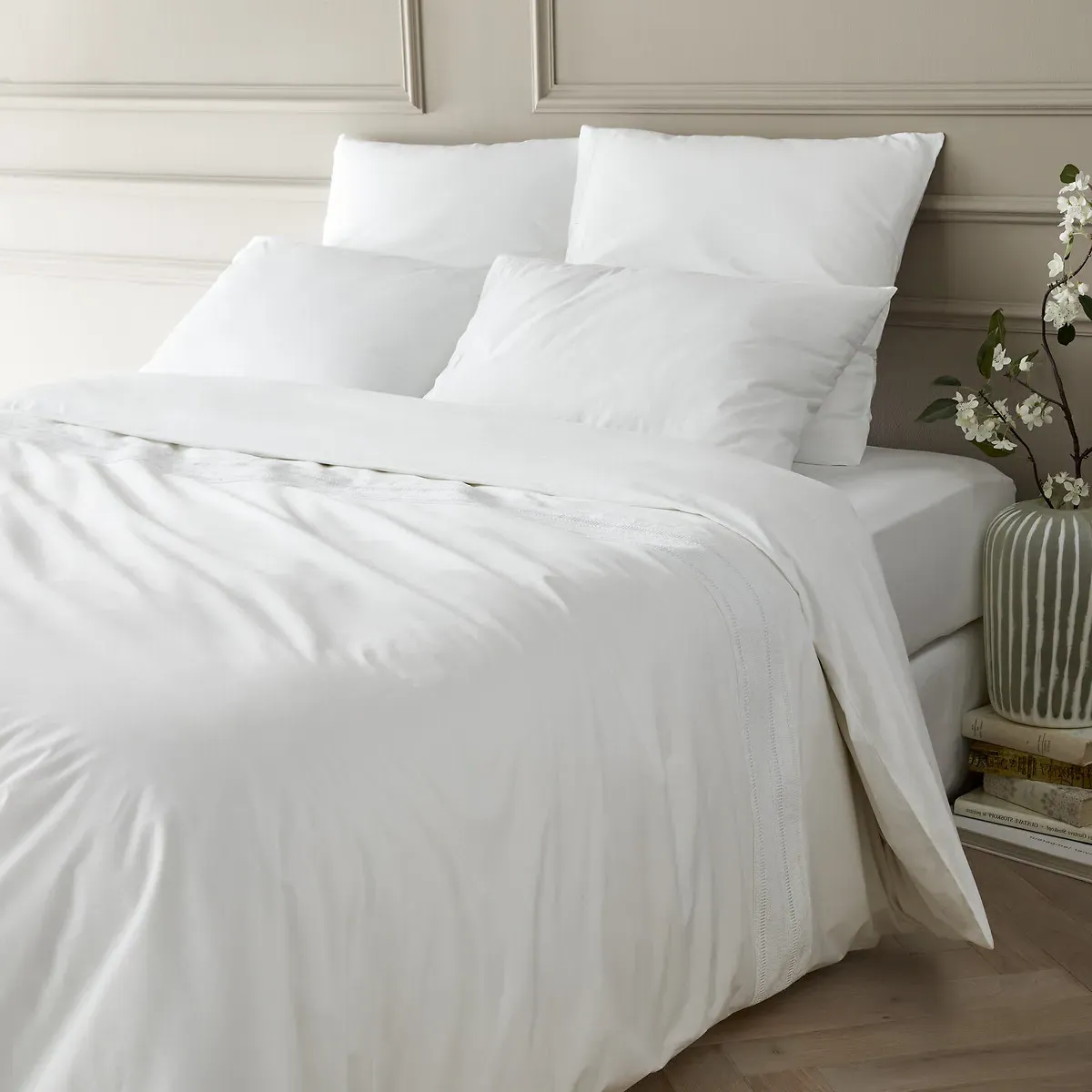 Florentina Duvet Cover Broderie Anglaise - White, Cotton Percale product