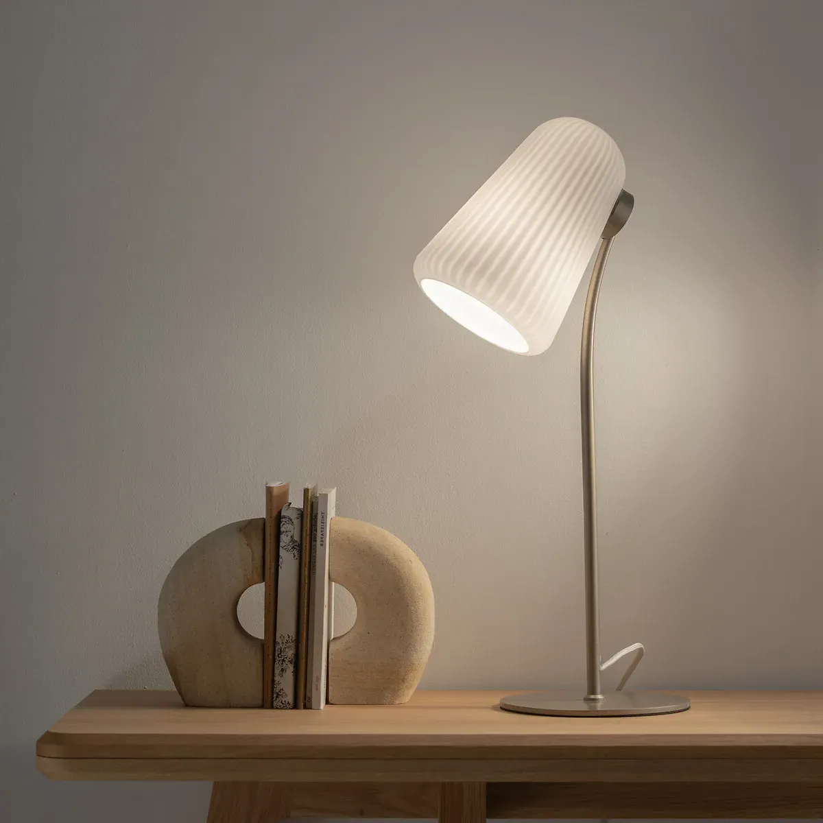 Fosca Fluted Table Lamp - Opaline, Glass product