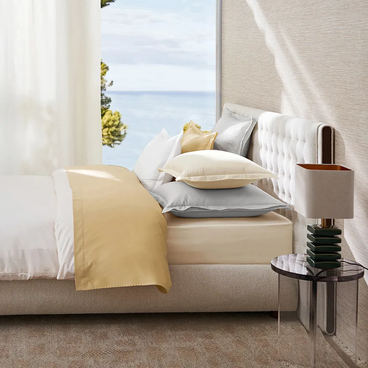 Galor Fitted Sheet with 30cm Flap - Greige, Cotton Sateen alternate view