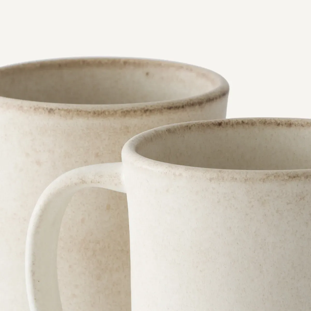 Gandra Set of 2 Enamelled Stoneware Mugs - Beige alternate view