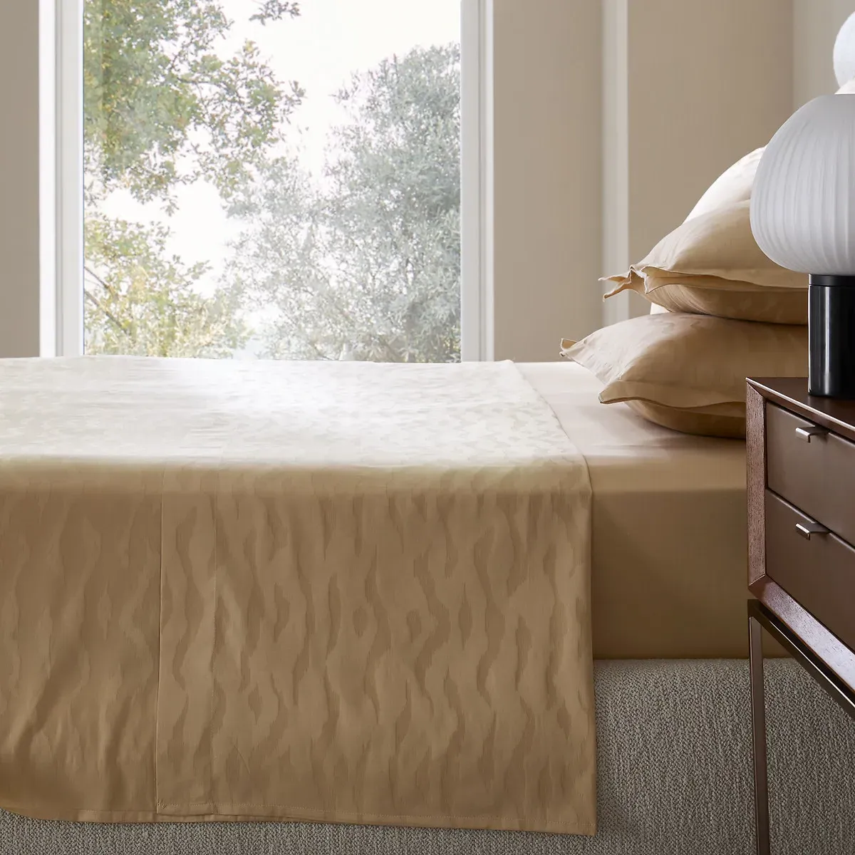 Giacomo Flat Sheet - Camel, Cotton Satin product