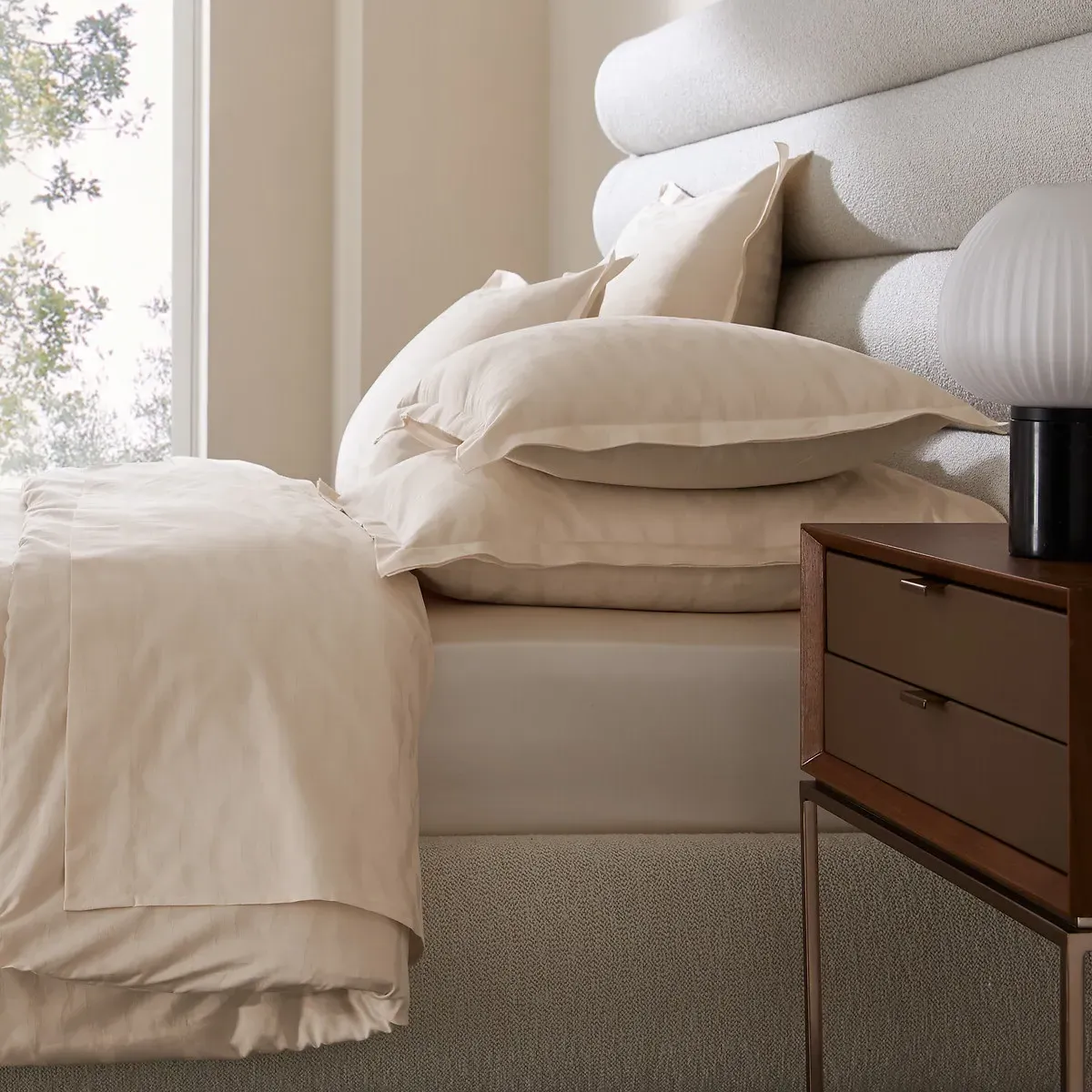 Giacomo Pillowcase - Ecru, Cotton Satin product