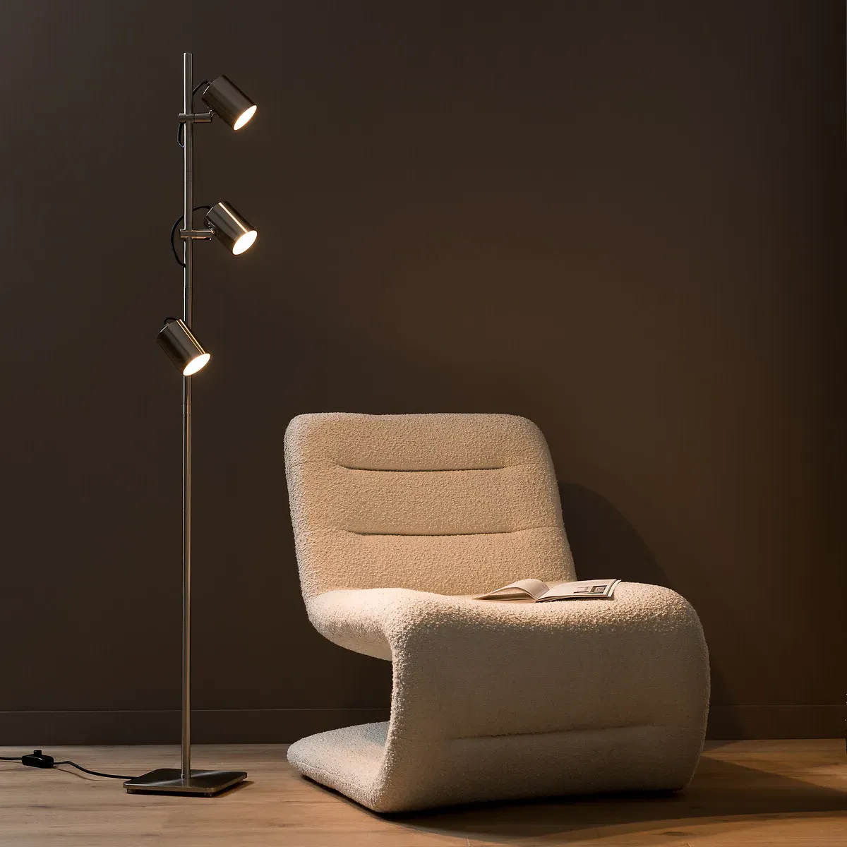 Girevole 3-Spotlight Floor Lamp Adjustable - Satin Nickel, Iron product