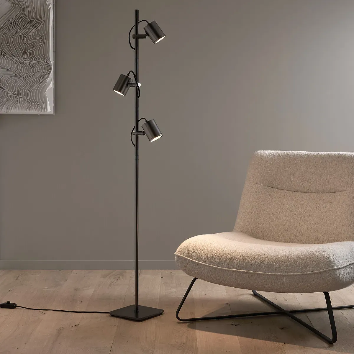 Girevole Floor Lamp with 3 Adjustable Spotlights - Graphite, Iron product