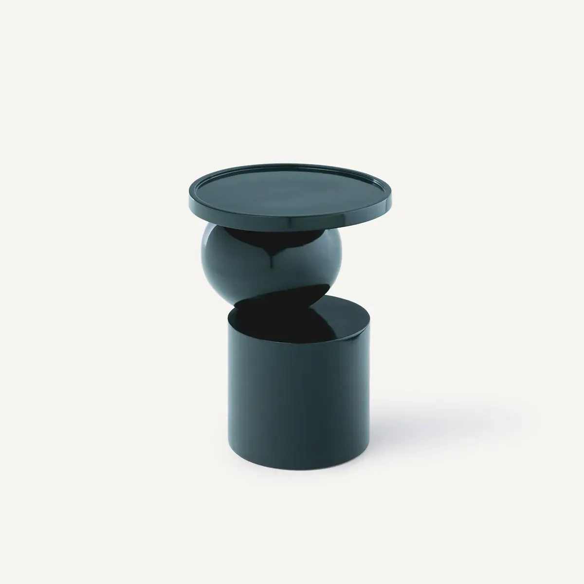 Glossy Round Side Table - Prussian Green, Acacia product