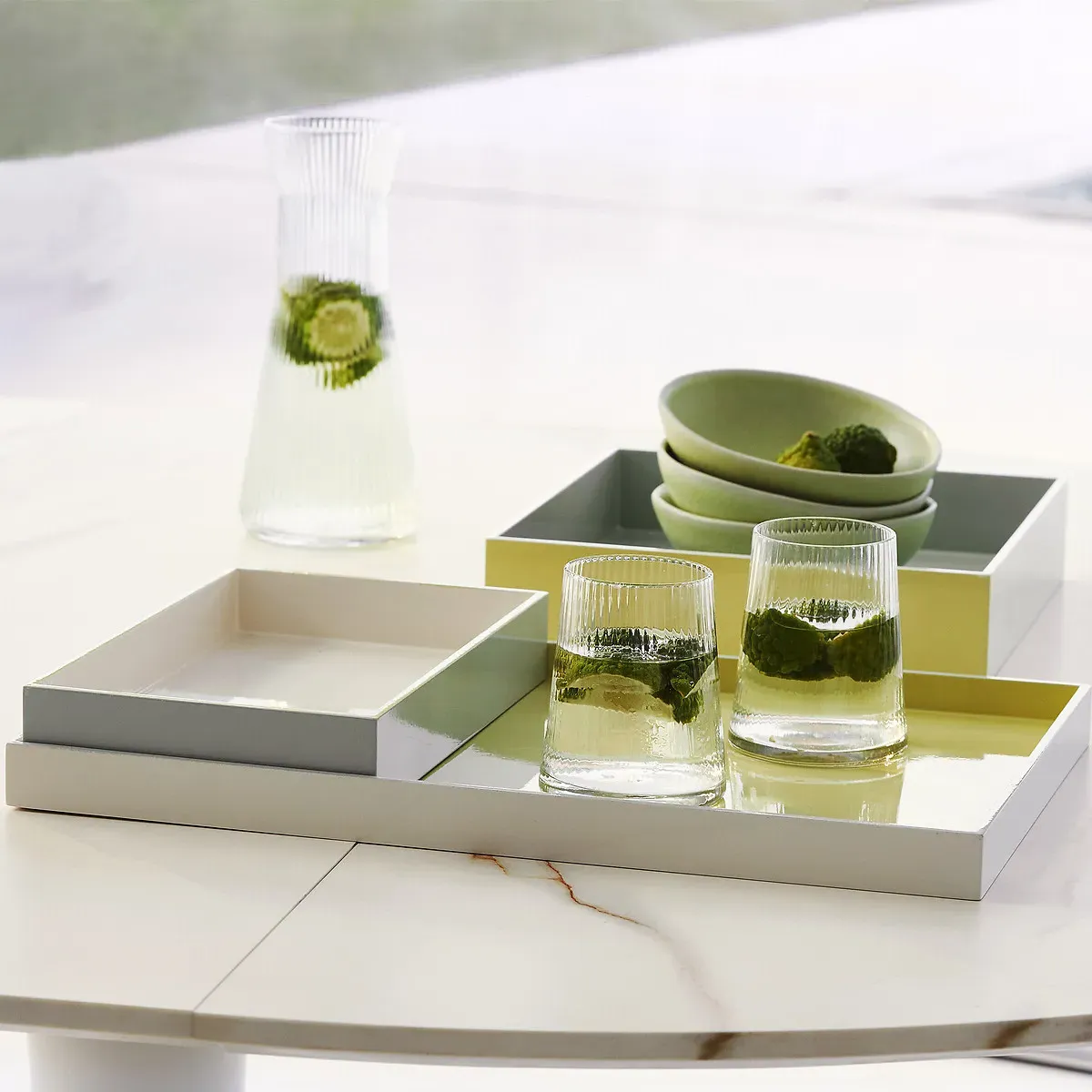 Glowi Set of 3 Nesting Trays - Multi-Coloured, MDF alternate view