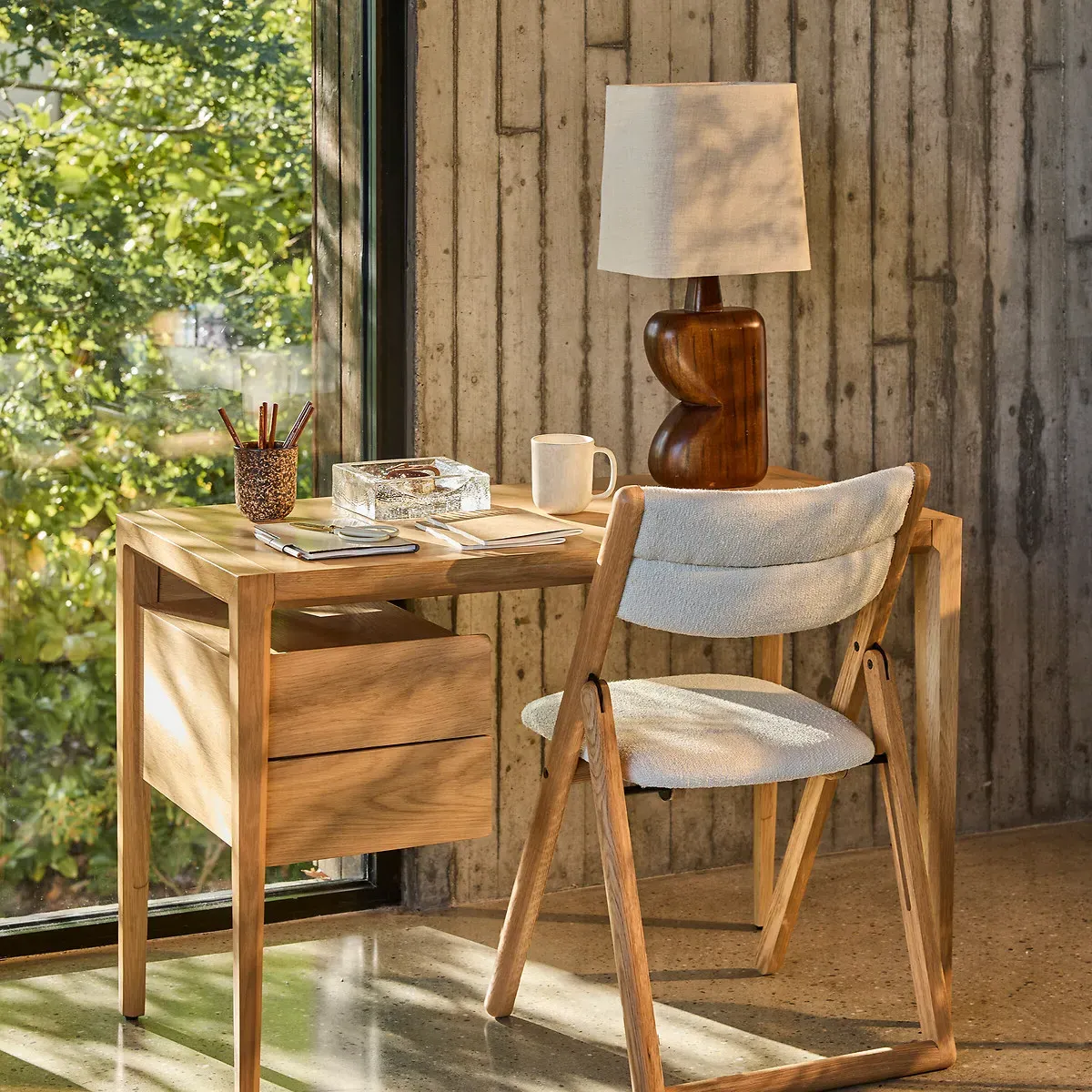 Gyra Table Lamp with Linen Shade - Walnut, Mango Wood alternate view