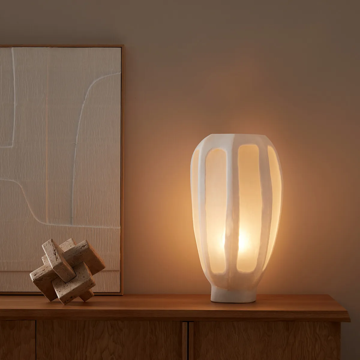 Halkide Hexagonal Table Lamp - White, Frosted Glass product