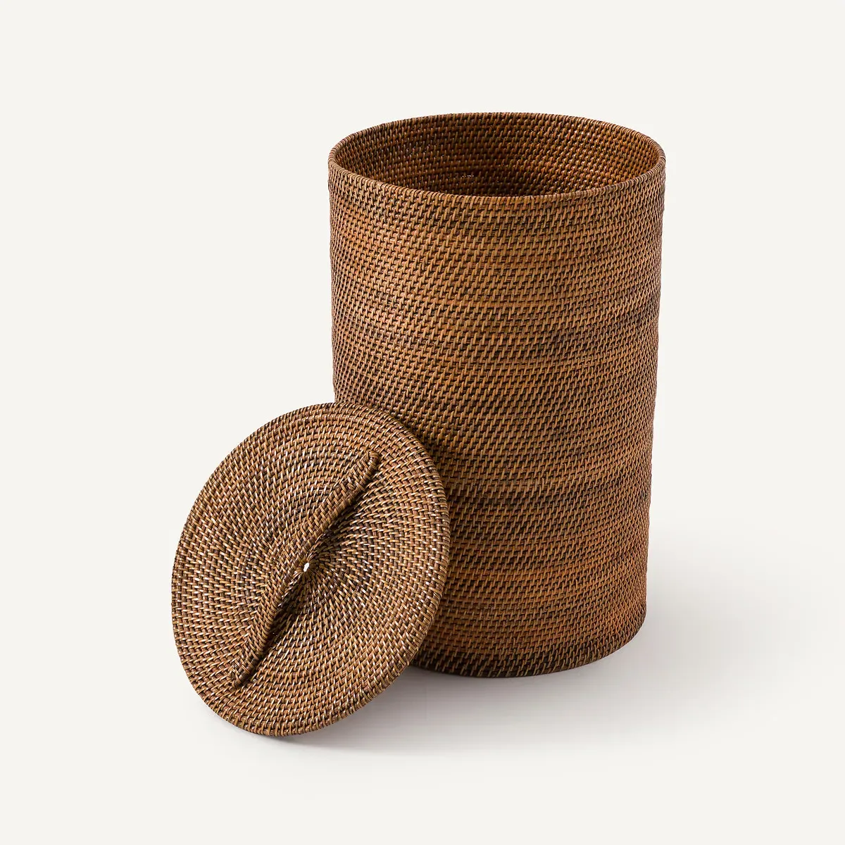 Hampi Round Storage Basket with Lid - Brown, Rattan alternate view