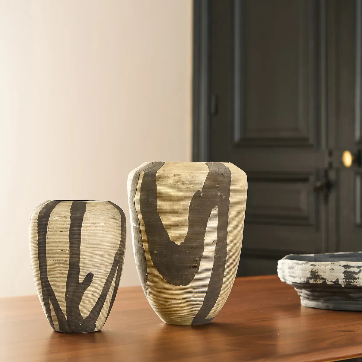 Heidi Striped Glass Vase - Aged Bronze alternate view