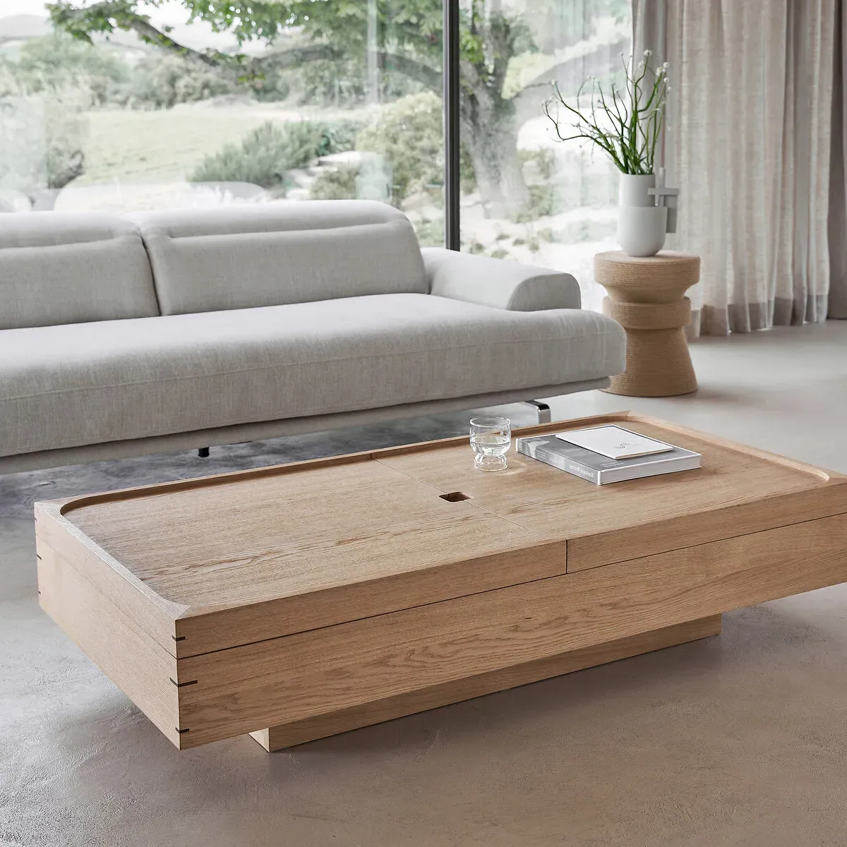 Hibashi Coffee Table with Storage - Natural Oak, Oak Veneer alternate view