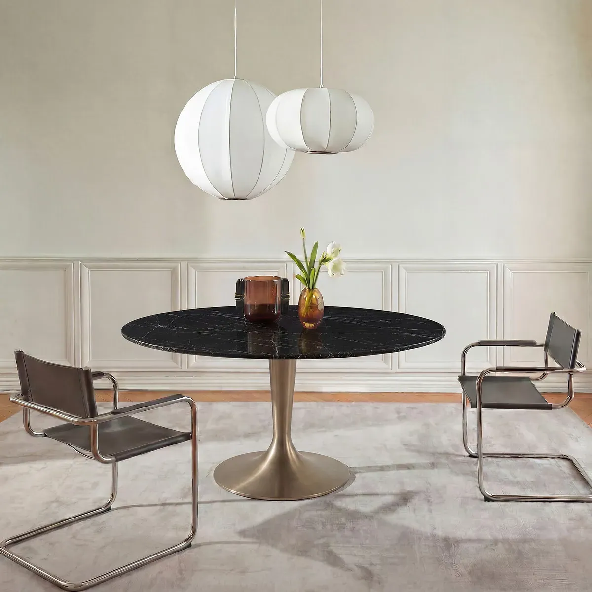 Hisia Tulip-Shaped Table Base - Aged Brass, Steel alternate view