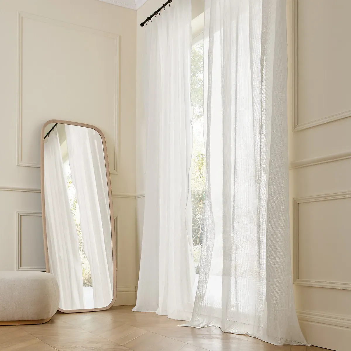 Honna Voile Panel Openwork - Ecru, Cotton product