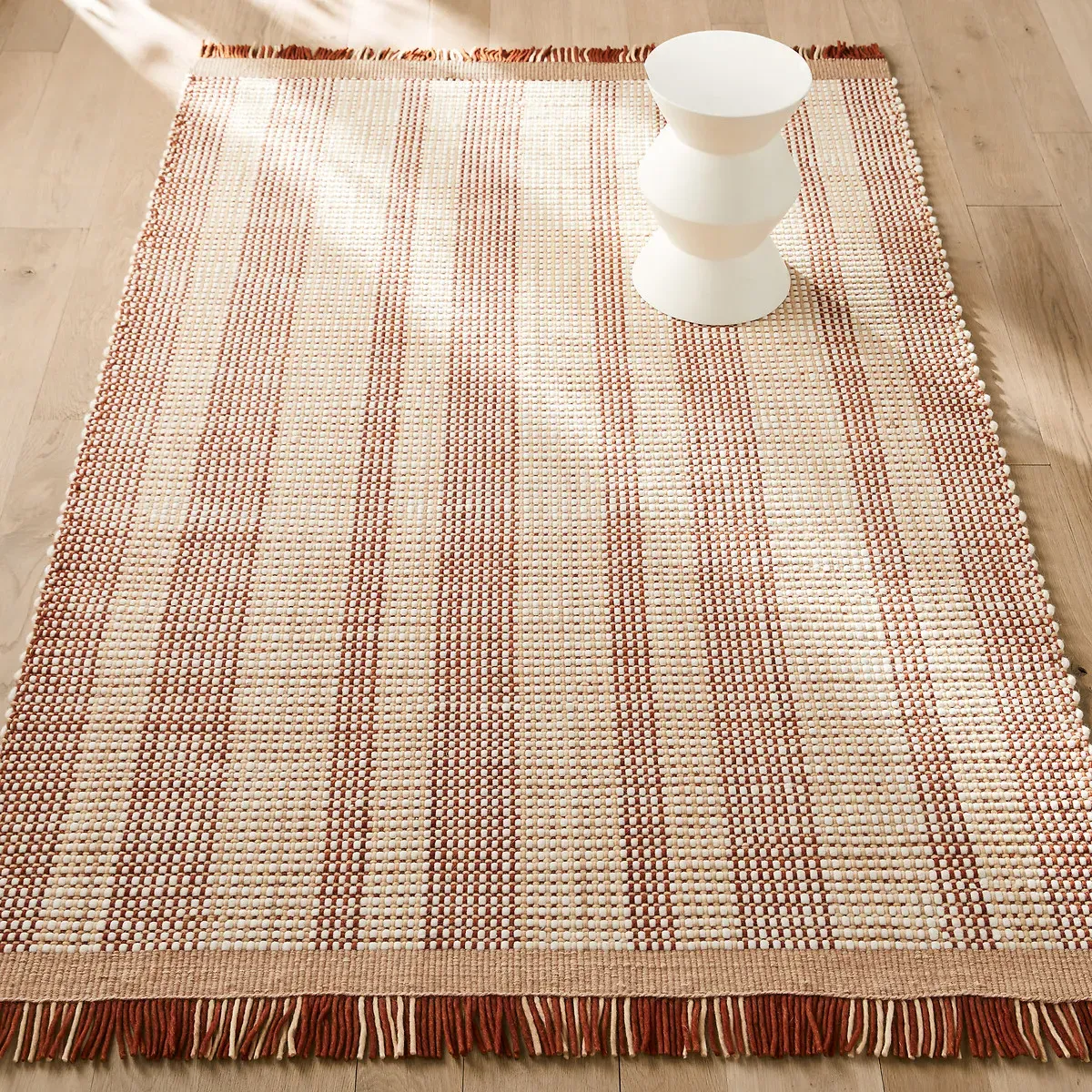 Hotami Handwoven Striped Wool Rug - Ivory product